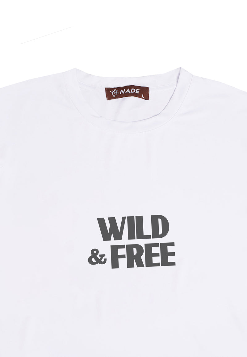 NTD10 kaos ringan stretch anti kusut drifit cepat kering "wild and free" putih