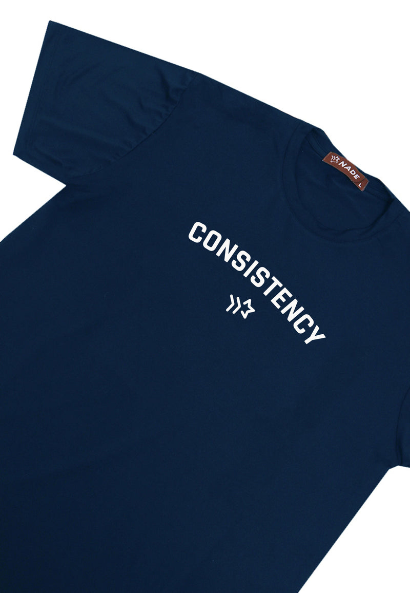 NTD22 kaos gym ketat stretch pria anti kusut cepat kering lightweight nade japan "consistency" navy