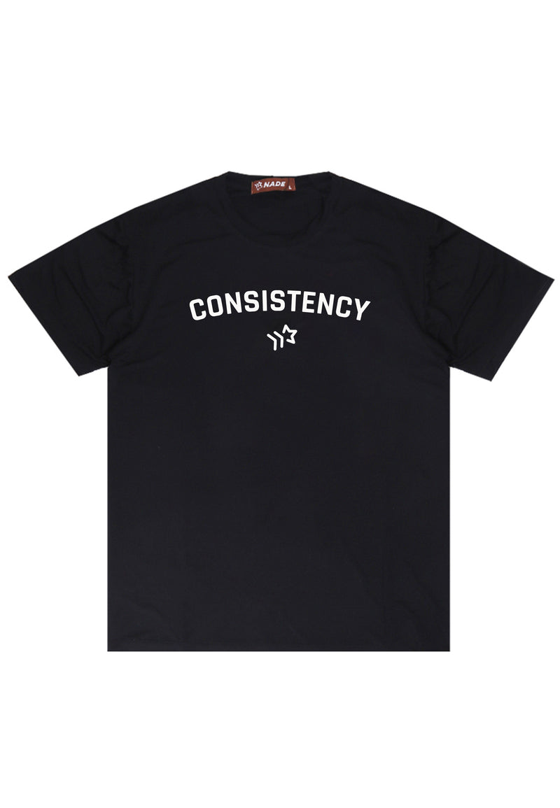 NTD23 kaos gym ketat stretch pria anti kusut cepat kering lightweight nade japan "consistency" hitam