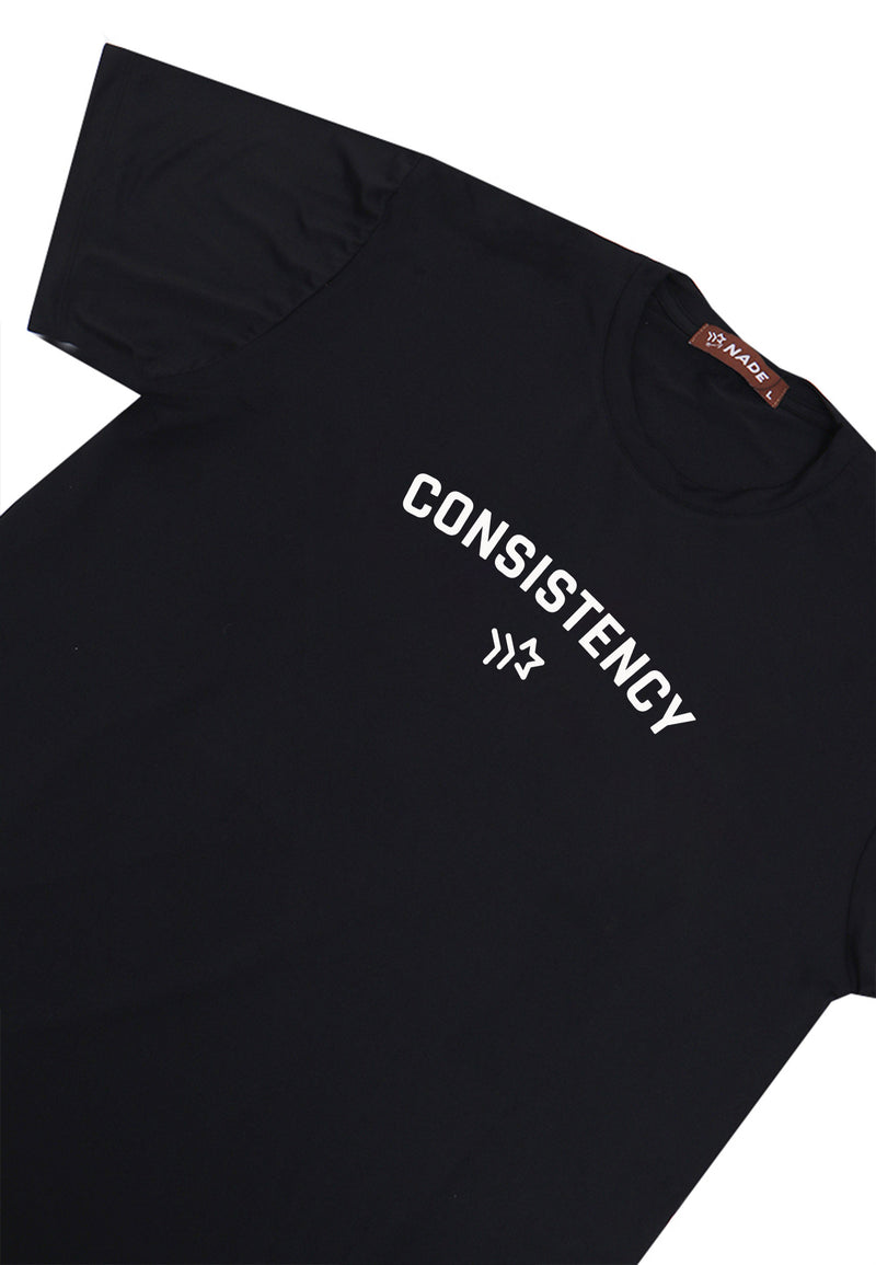 NTD23 kaos gym ketat stretch pria anti kusut cepat kering lightweight nade japan "consistency" hitam